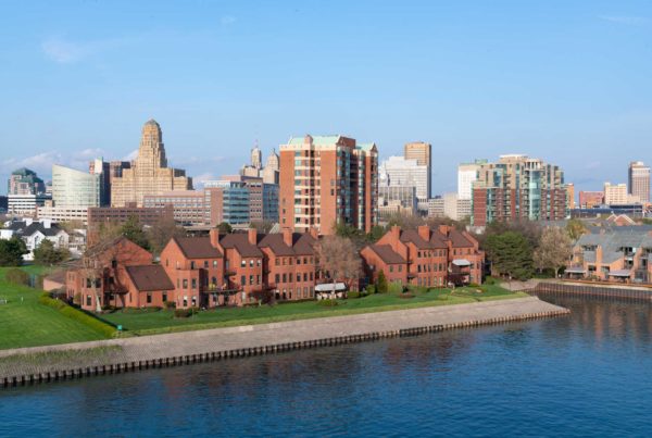Buffalo, NY skyline over Erie Basin Marina